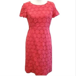 Nwot Talbots Petite Larosa Coral Pink Embroidered Daisy Shortsleeve Shea…